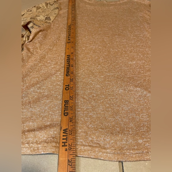 Zac & Rachel Women’s Plus Blouse New Brown Shimmer Lace Sleeves 2X - Picture 9 of 9